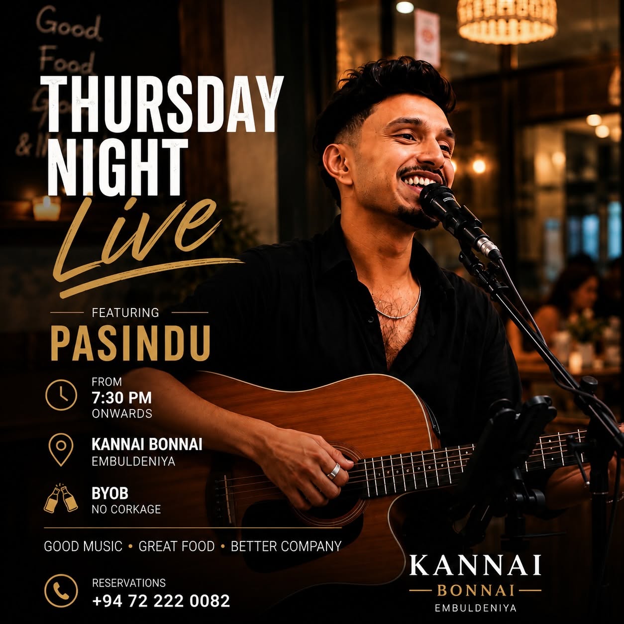 Live Music By Pasindu @ Kannai Bonnai poster