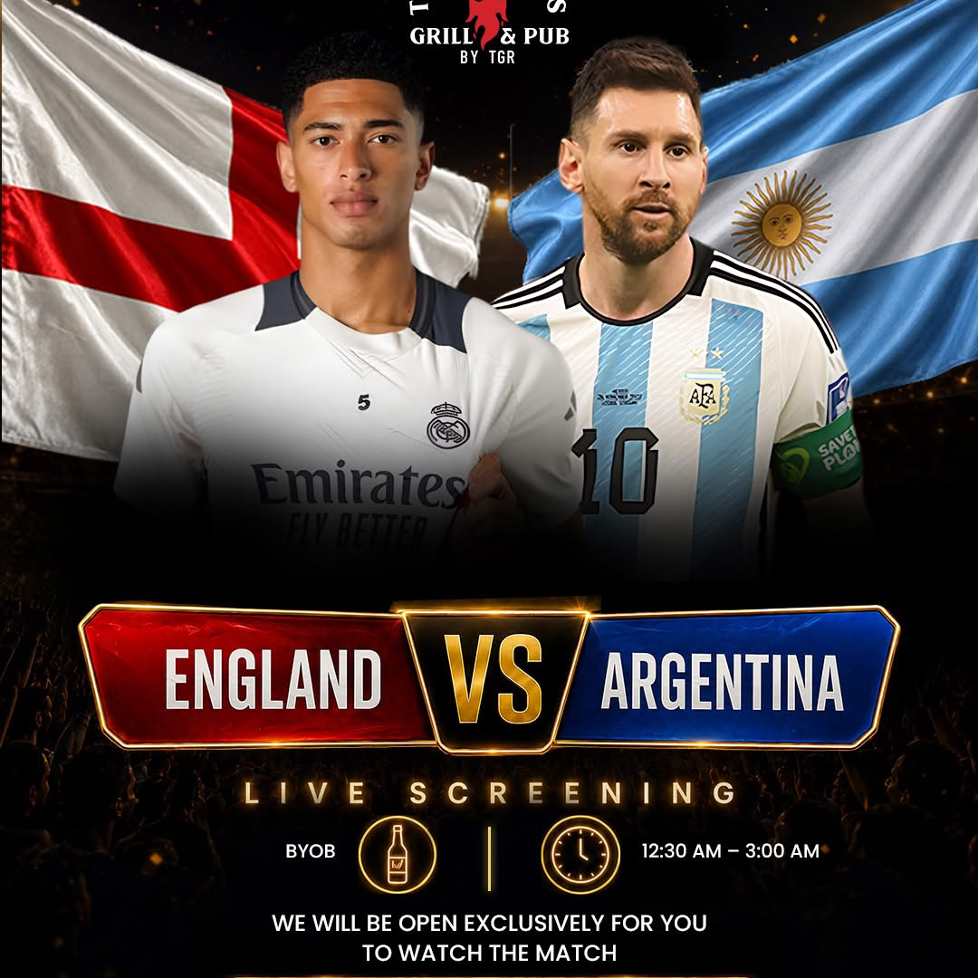 England vs Argentina Live Screening poster